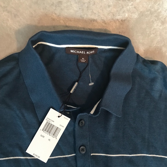 MICHEAL KORS 3 BUTTON OCEAN BLUE POLO - Picture 6 of 8